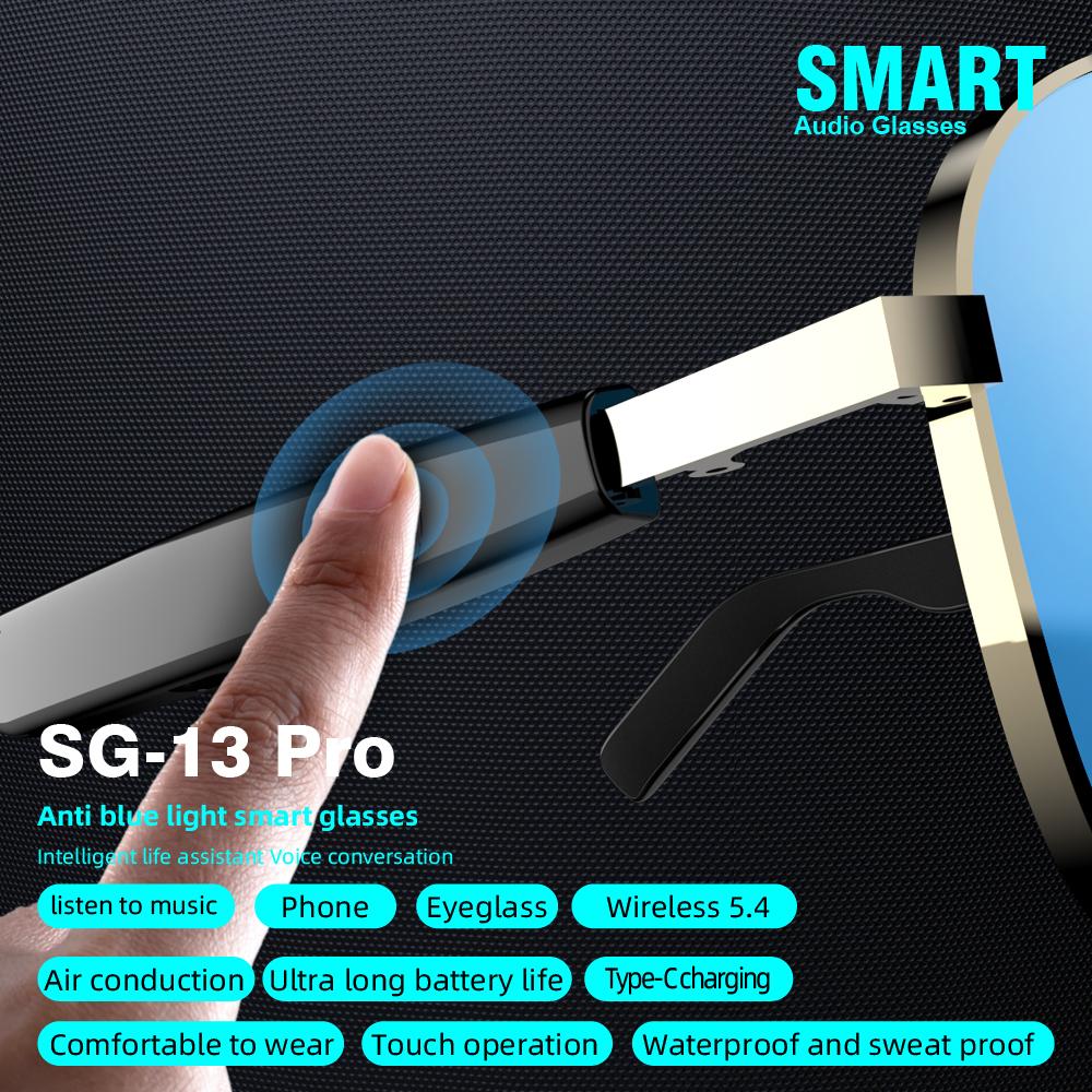 Smart Bluetooth 5.4 Stereo Headset Glasses Wireless Sports Earbuds Anti-blue Light Smart Sunglasses