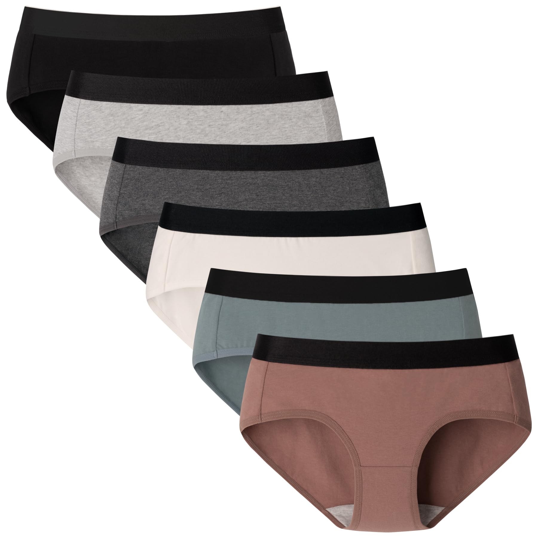 

POPKOK Нижнее белье Плюс Набор с Размером Женский Набор, Хлопок, Обычный, Заниженная посадка, Размеры, 6 штук (Черный пояс, Многоцветный, 4L)