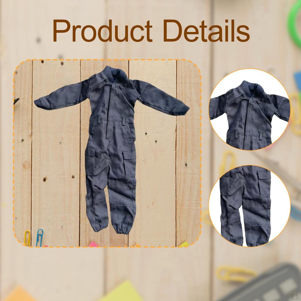 1/6 Work Jumpsuit Miniature Uniform Cosplay Accessories Outfit, Retro Workwear Dress Up for