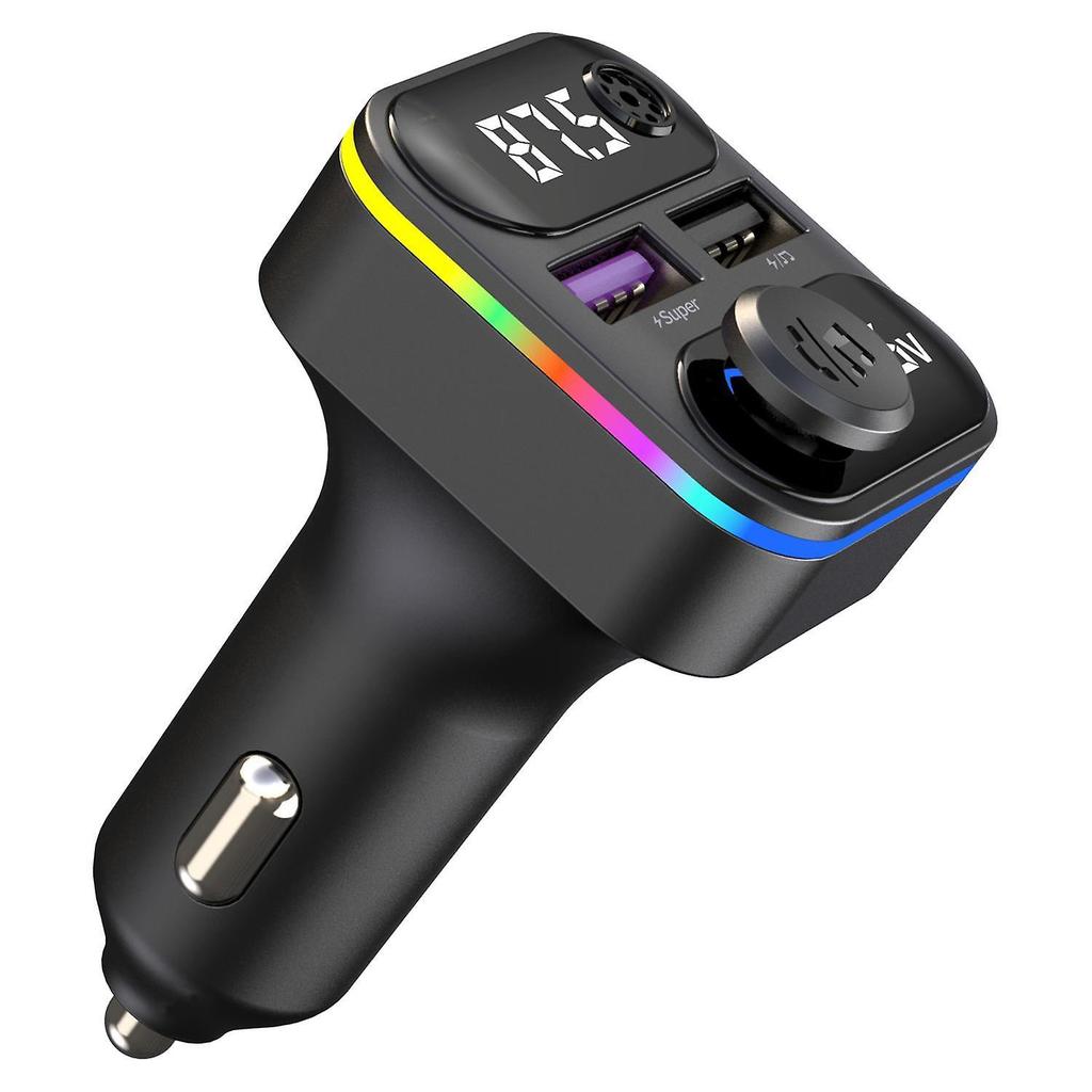 C37 Bluetooth FM Transmitter for Car QC3.0 20W Fast Charger LED Backlit Atmosphere Light MP3 Player Less
