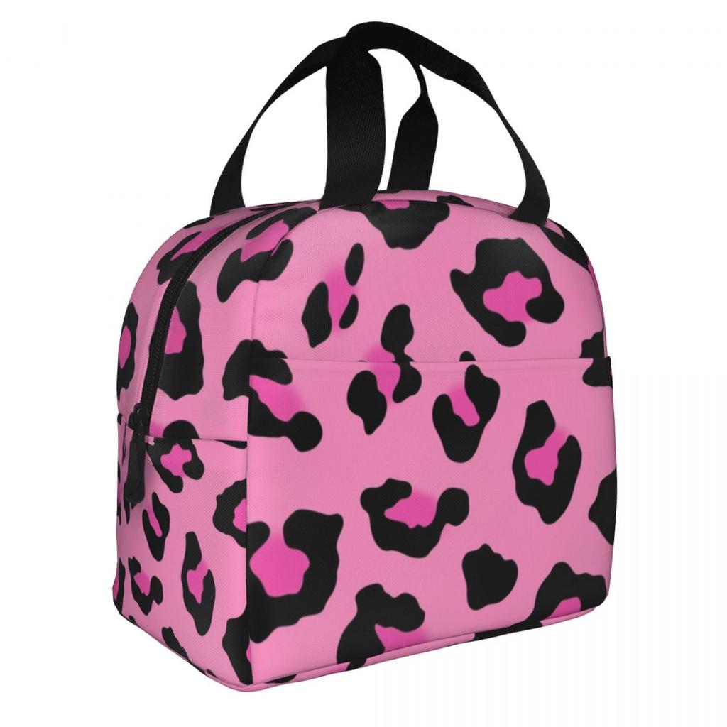 Rosa Leopard Tierprint Isoliert Lunchtasche Kühltasche Wiederverwendbar Großer Tragetasche Brotdose Aufbewahrungstaschen für Lebensmittel Büro Reise