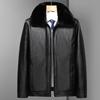 Faux Leather Jackets Men Turn Down Collar Solid Thick Warm Full Sleeve Zipper Coats Autumn Winter Punk Splice Coat Jacket