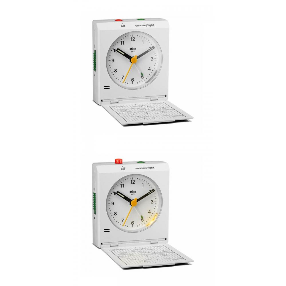 Braun Bc05w Classic Analog Travel Crescendo Alarm Low Noise Public Desk Clock