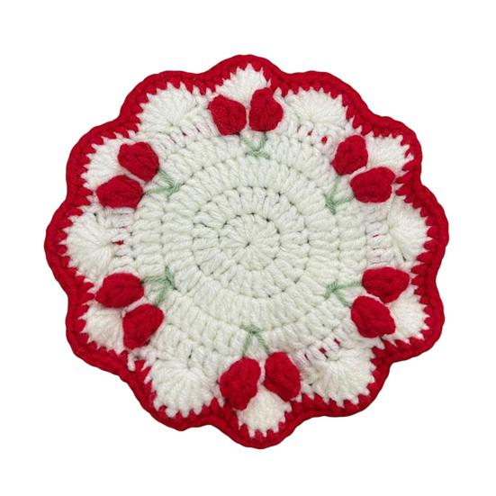 Handmade Crochet Flower Coaster Heat-Resistant Cup Mat for Mugs Glasses Soft Non-Slip Absorbent Table Protector Mat Cute Kitchen Desk