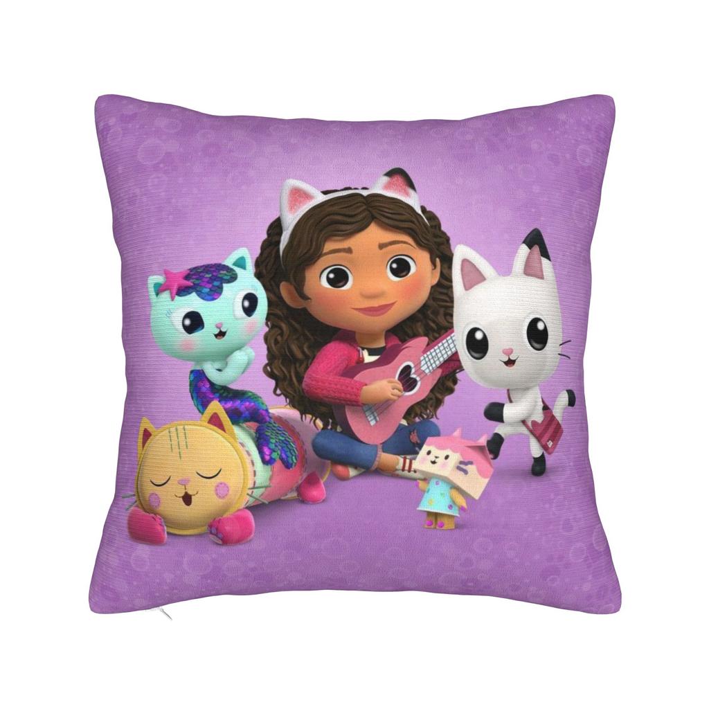 Gabby Dollhouse Cartoon Pillowcase Polyester Cushion Cover Decorative Cute Animals Pillow Case Cover Home Square 45X45cm
