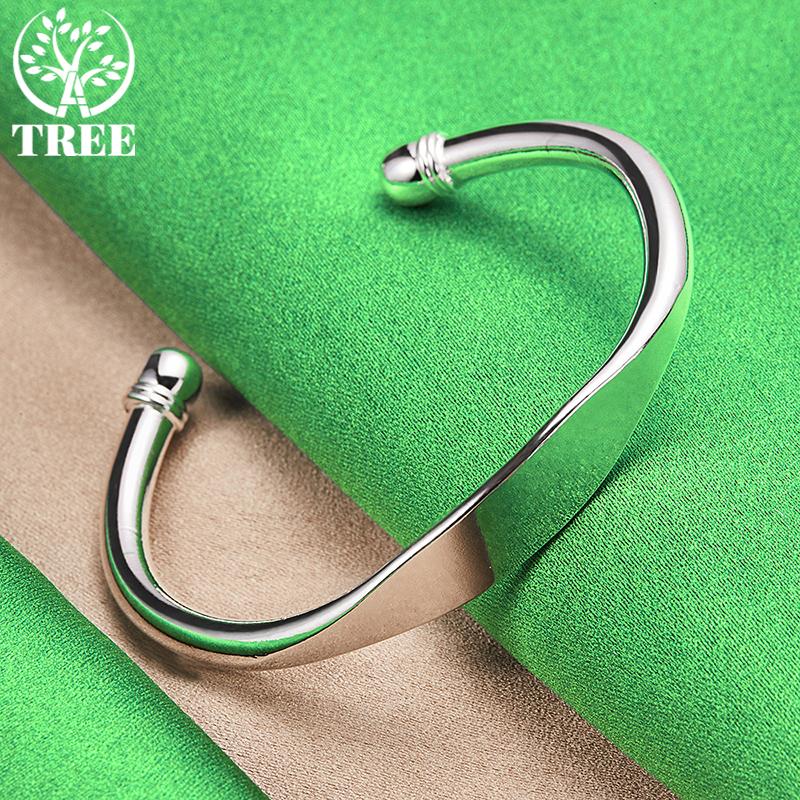 925 Sterling Silver 5mm Adjustable Double Bead Cuff Bangles Bracelet Gift For Woman Man Christmas Wedding Engagement Jewelry