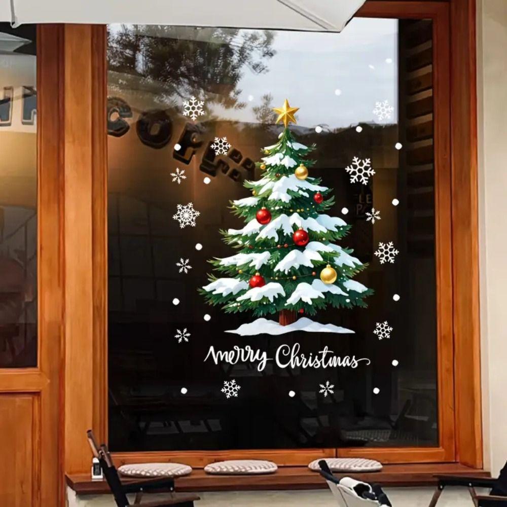 PVC Christmas Window Sticker Large Electrostatic Sticker Xmas Decals Classroom