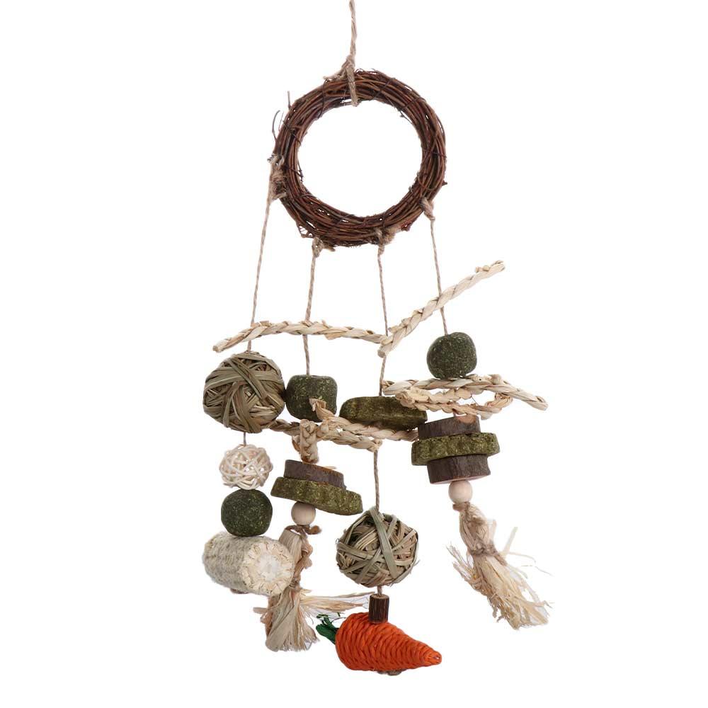 Grinding Natural Guinea Pigs Bunny Cage Accessories Molar Rattan Ring Buuny Chew Toy Rabbit Treats