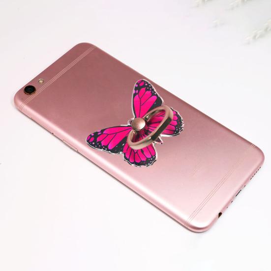 Smooth Edge 360 Degree Free Rotation Self-Adhesive Finger Ring Holder Colorful Butterflies