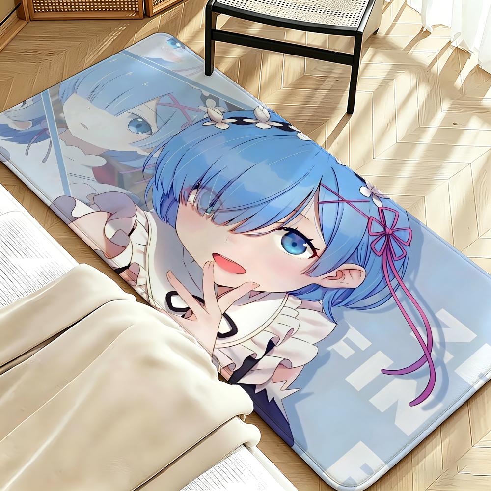 anime R-ReZero R-Rem Floor Mat Soft Flannel Floor Mat  Suitable for Entryways, Living Rooms, Bedrooms, and Bathrooms