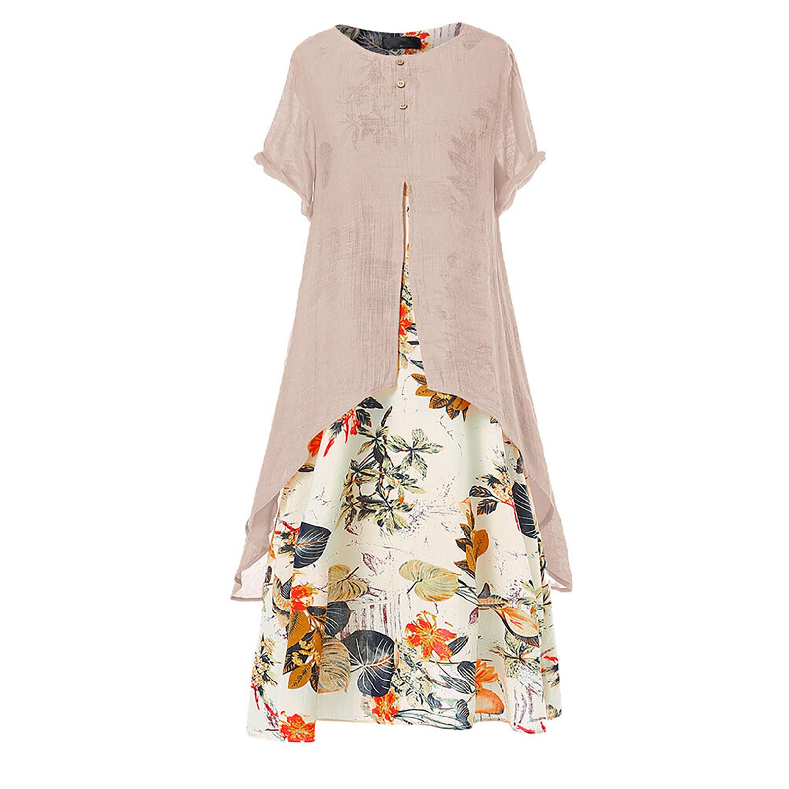 

Женское повседневное модное свободное платье с круглым вырезом в этническом стиле с принтом L розовый