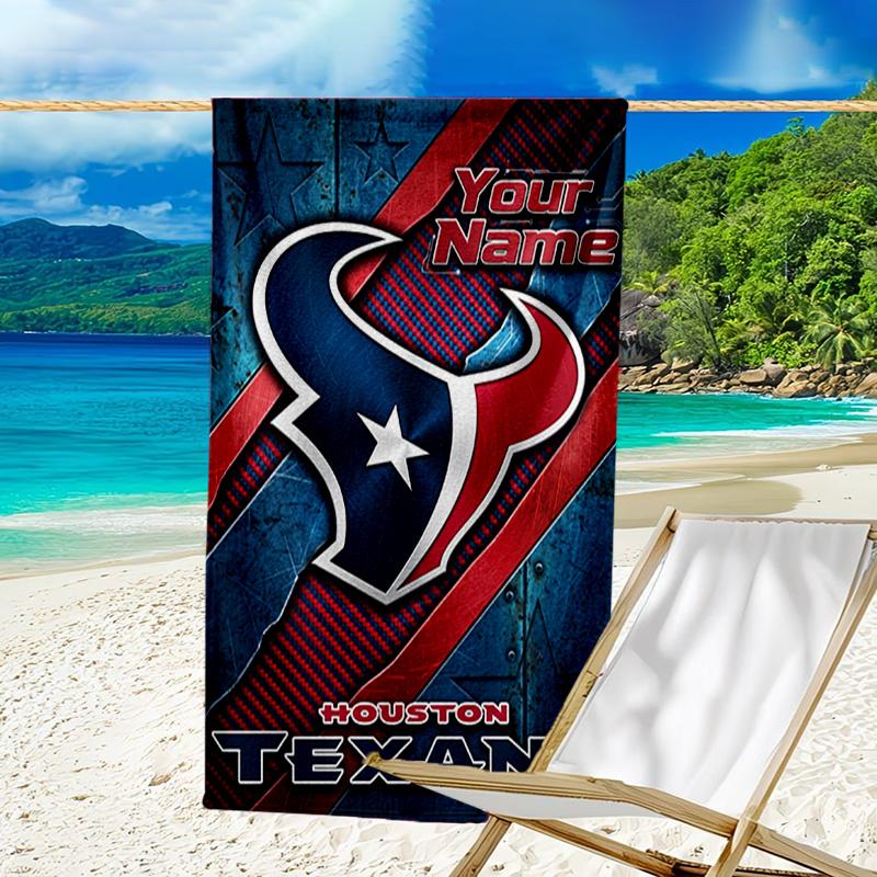 Custom Name Beach Towel Texans basketball Beach Towel, Soft Microfiber, Gift for Her/Him, Birthday, for Pool, Beach, Travel, Fan gifts