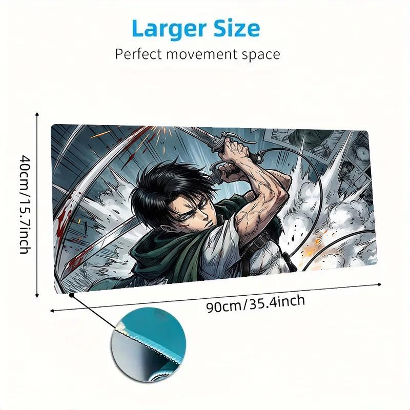 Levi Ackerman Print Cushion Non-slip Laptop Tablet Big Mousepad XXL Mat Mini PC Playmat With Lock edge