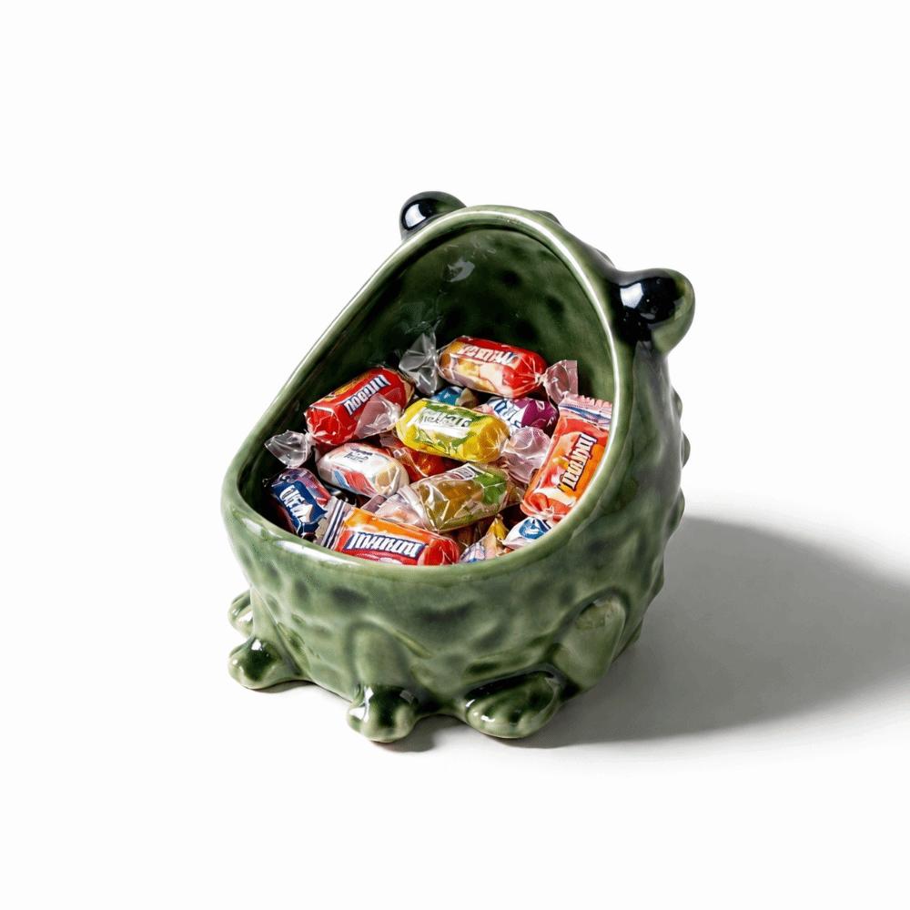Glossy Finish Animal Jewelry Organizer Ceramic/Resin Frog Storage Bowl Vanity Table Decor