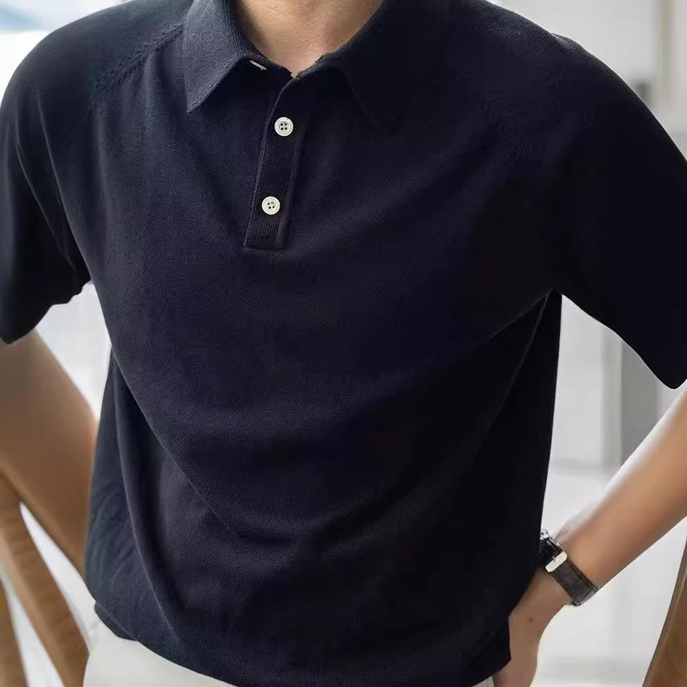 

Men s Lightweight Slim Fit Polo Shirt - Breathable, Short-Sleeved, Knitted Business Casual Top for Summer. M чорний