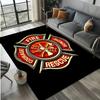 Alfombra de Área Emblema de Bomberos, Terciopelo de Cristal, Alfombra Antideslizante para Dormitorio y Sala de Estar, Tapete Decorativo para el Hogar 100% Poliéster