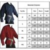 Men Plain Medieval Renaissance Long Sleeve Blouse Shirt Stand Collar Lace Up Tops S