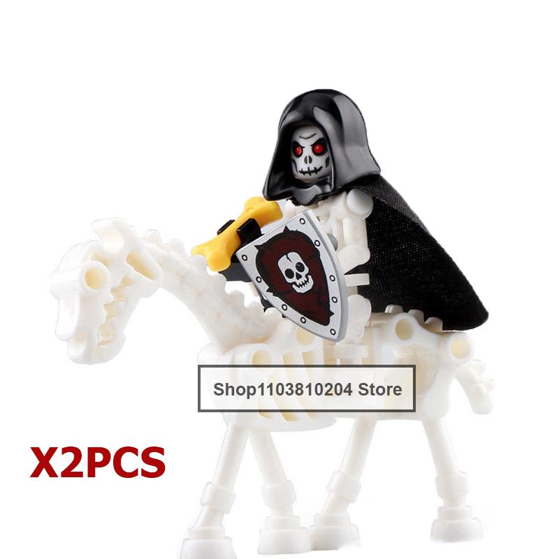 Skeleton Soldier Army King Knight Undead Horse Warrior Bricks Building Block Ringwraith Saddle Roman Soldiers Sword Waffen Toys