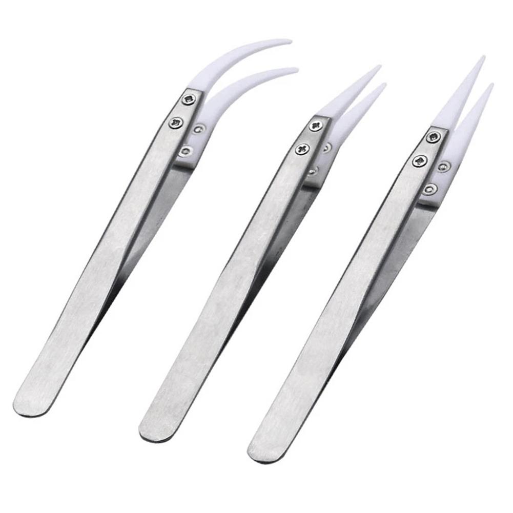 Ceramic Tweezers High Temperature Straight Tip Tweezers Wear Resistant