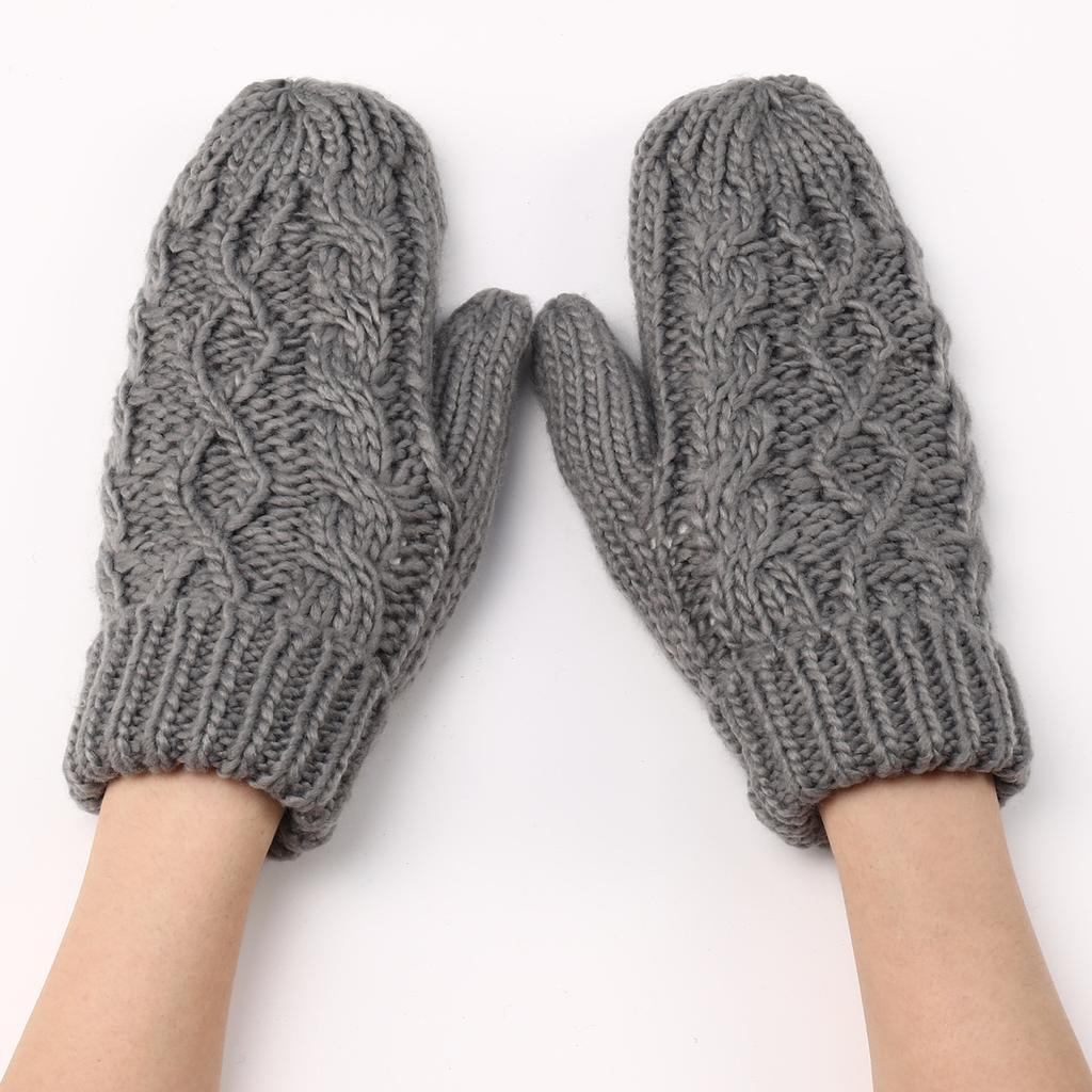 Diamond-shaped Mittens Autumn and Winter New Women's Knitted Wool Plus Velvet Thickened Fashionable Finger Warm Gloves