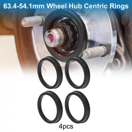 

OD 63.4mm to ID 54.1mm Car Wheel Hub Centric Rings Black Polycarbonate 4 Pcs