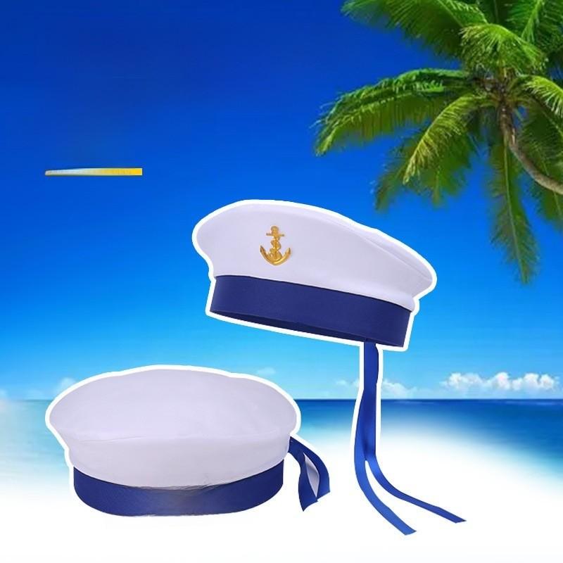 Sailor Hat For Men Women Summer Breathable Polyester Captain Party Stage Costume
