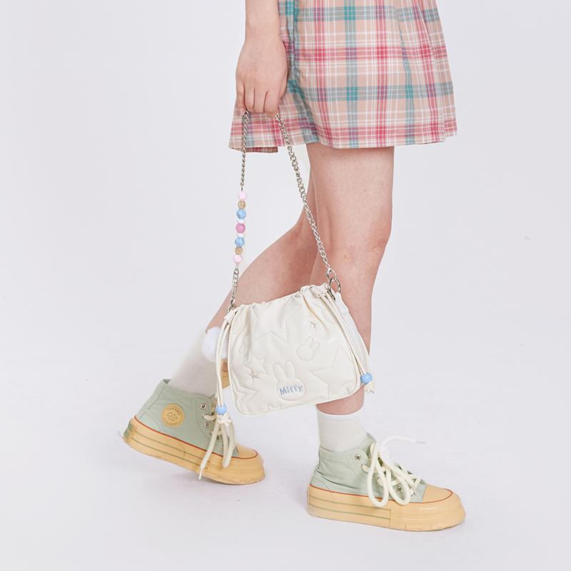New Miffy Synthetic Leather Shoulder Bag, Bucket Bag, Chain Bag, Crossbody Bag Regular Women's White/Pink MF2444-01
