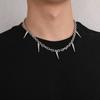 Herren Punk Nieten Quaste Halskette Hip Hop Damen Mode Geometrisch Titanstahl Kette Halskette
