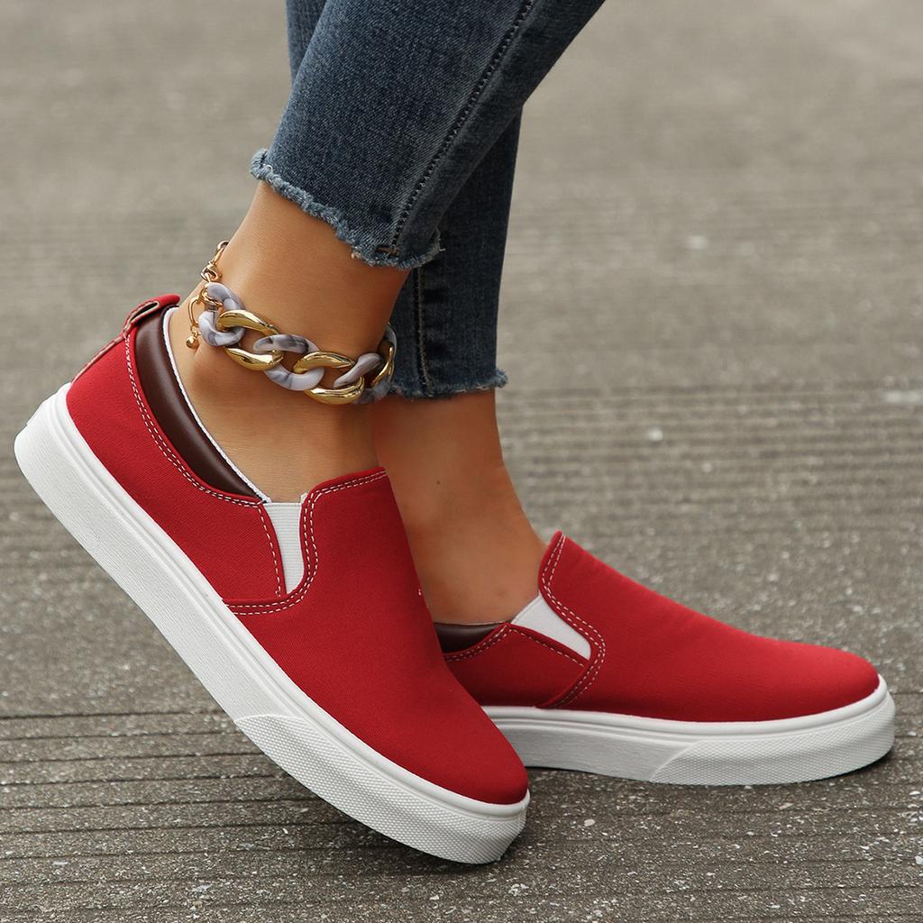 Europäischer und amerikanischer Außenhandel Übergröße Low-Top einfarbig flachsohlige Einzelschuhe Damenfuß passend Lazy Board Schuhe Wunschquelle