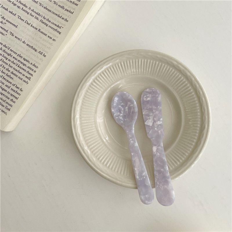 1Set Retro Dessert Knife Spoon Jam Butter Knife Tableware Plastic Spoon Lovely Photography Props Kitchen Tableware Set