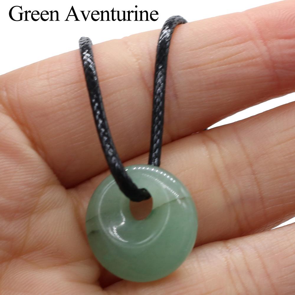 

1 шт., Ожерелье из натурального камня, Модное ожерелье-подвеска ручной работы круглой формы с кожаным шнурком-цепочкой для женщин и мужчин, Повседневная бижутерия, Подарки, 18 мм 1Pc/18mm