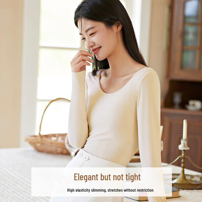 Langsha Women's Thin Cotton Blend Thermal Body Shaping Base Layer Top