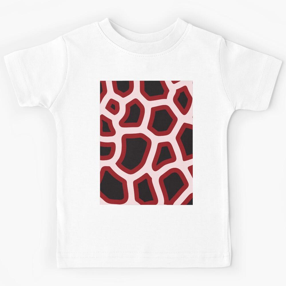 A giraffe skin pattern design in deep red and black Kids T-Shirt 160