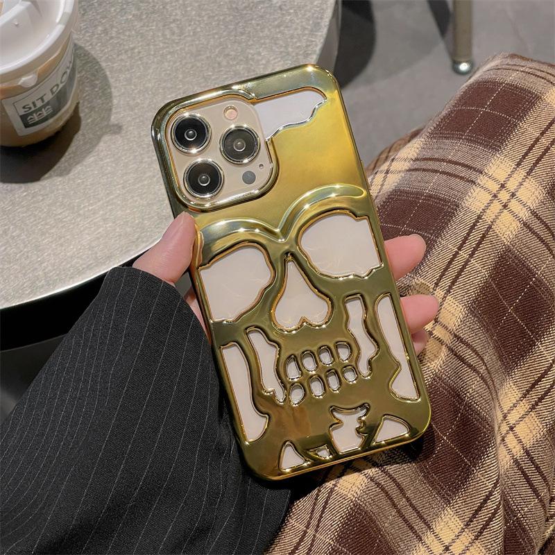 Custodia Anime placcata opaca fredda con teschio cavo per IPhone 14 13 12 11 Pro Max Plus 14Pro 13Pro IPhone 11 Skeleton Deisgn Custodia protettiva