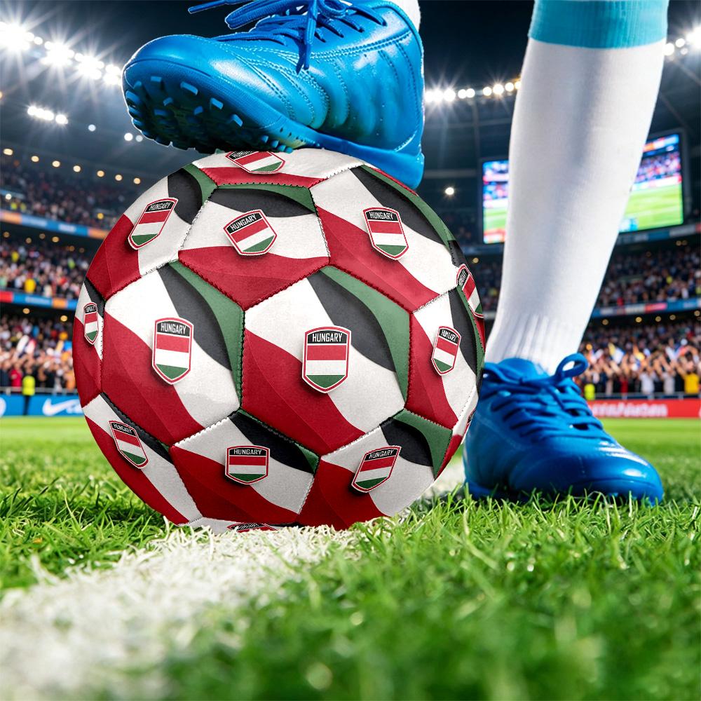 Hungary Football Printed Size 5 Soccer Ball Wear Resistant Standard Adult Training Football Fan Gift for Indoor Outdoor Match Sports