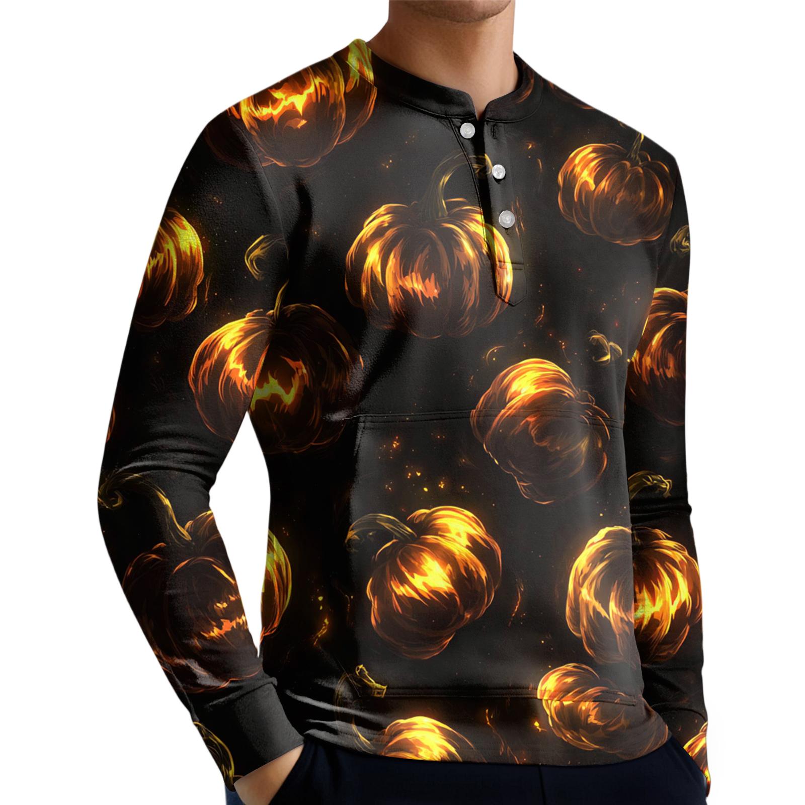 

Men s Casual Button-Down Sweatshirt Fashion Printed Long Sleeve Shirt Pullover XXXXL