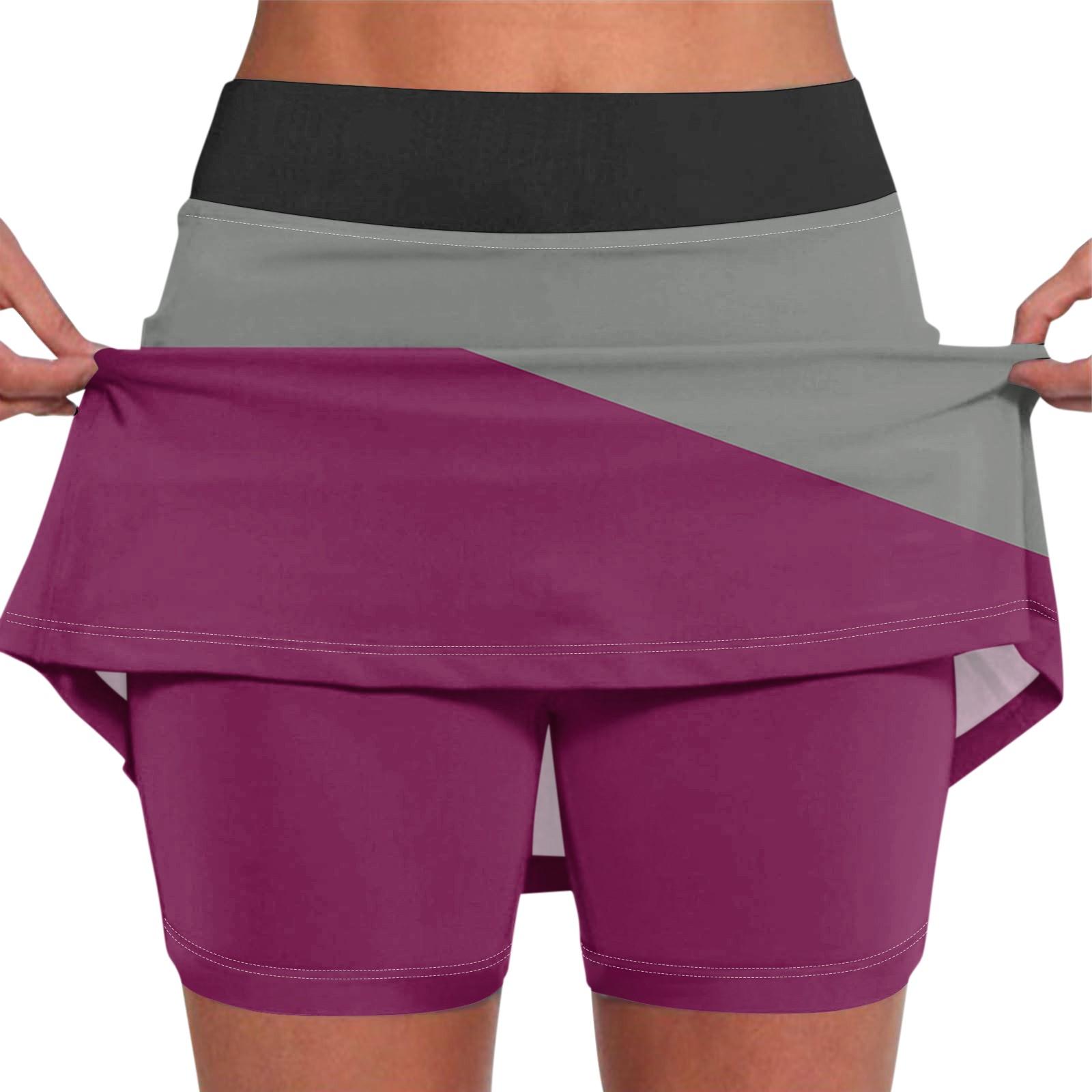

Жіночі стрейч-штани для йоги, спортивні шорти з принтом, легка спідниця з високою талією та кишенями XL фіолетовий