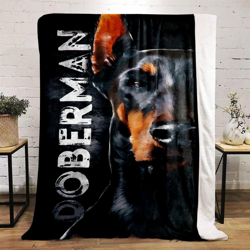 Doberman Dog Artistic Dark bedroom Blanket for Livingroom Couch lunch break Soft throw for Friend's festival Gift