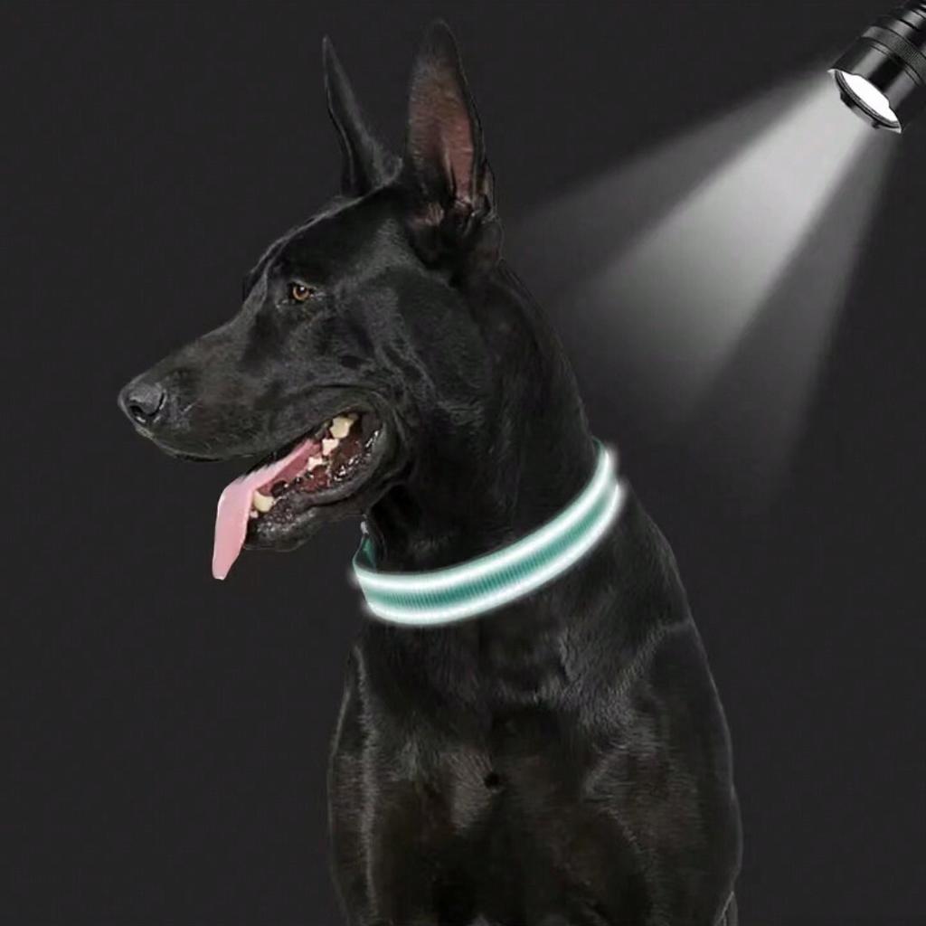 Pfotenabdruck & Reflektierendes Garn Hundehalsband, Haustierbedarf, Reflektierendes Nylonhalsband, für Große/mittlere/kleine Hunde, Verstellbare Größe