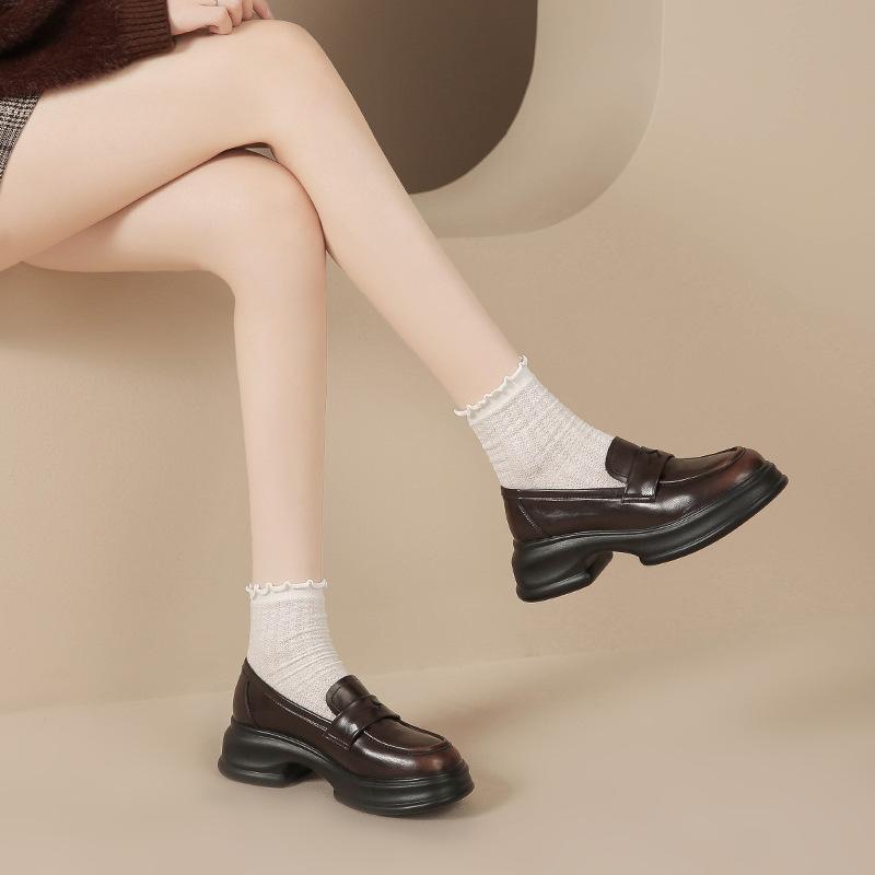 

Genuine leather flat for Huizhou women s shoes Su Yinyin same shoes children s college style versatile new small leather shoes women 40