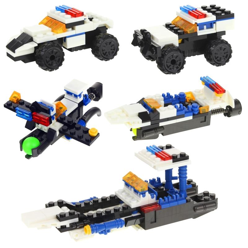 Construction Blocks 4in1 Police Police Car Robot Airplane Set 4 Pieces