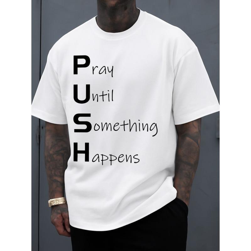 

European Size Limited Edition White Short-Sleeve T-Shirt from Comfort Colors Featuring The Phrase Pray Until Push Happens . For Spring And Autumn S белый