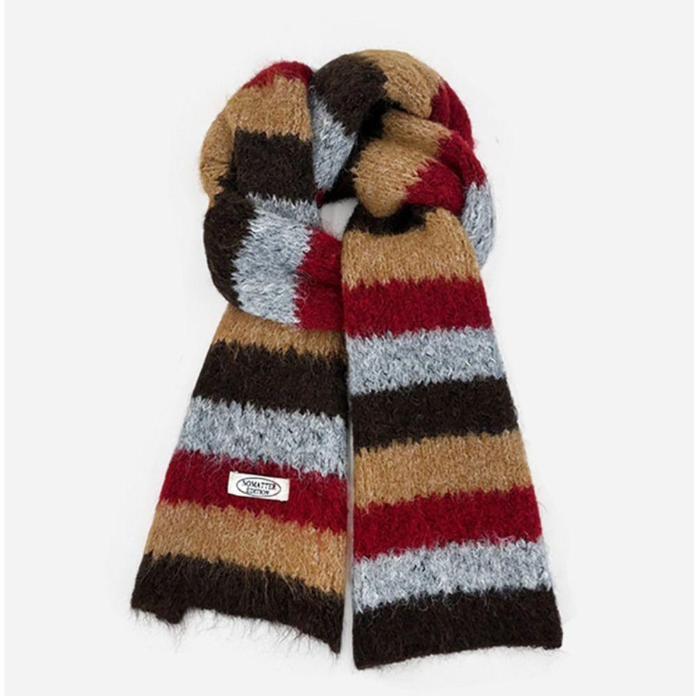 Preppy Style Stripe Scarf Long Winter Cashmere Scarves Simple Knitted Shawl Student