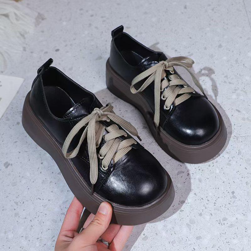Fashion Shoes for Women 2025 Brand Lace-up Women's High Heels Fashion Round Toe Casual New Versatile Non-Slip Best Seller Platform Heels