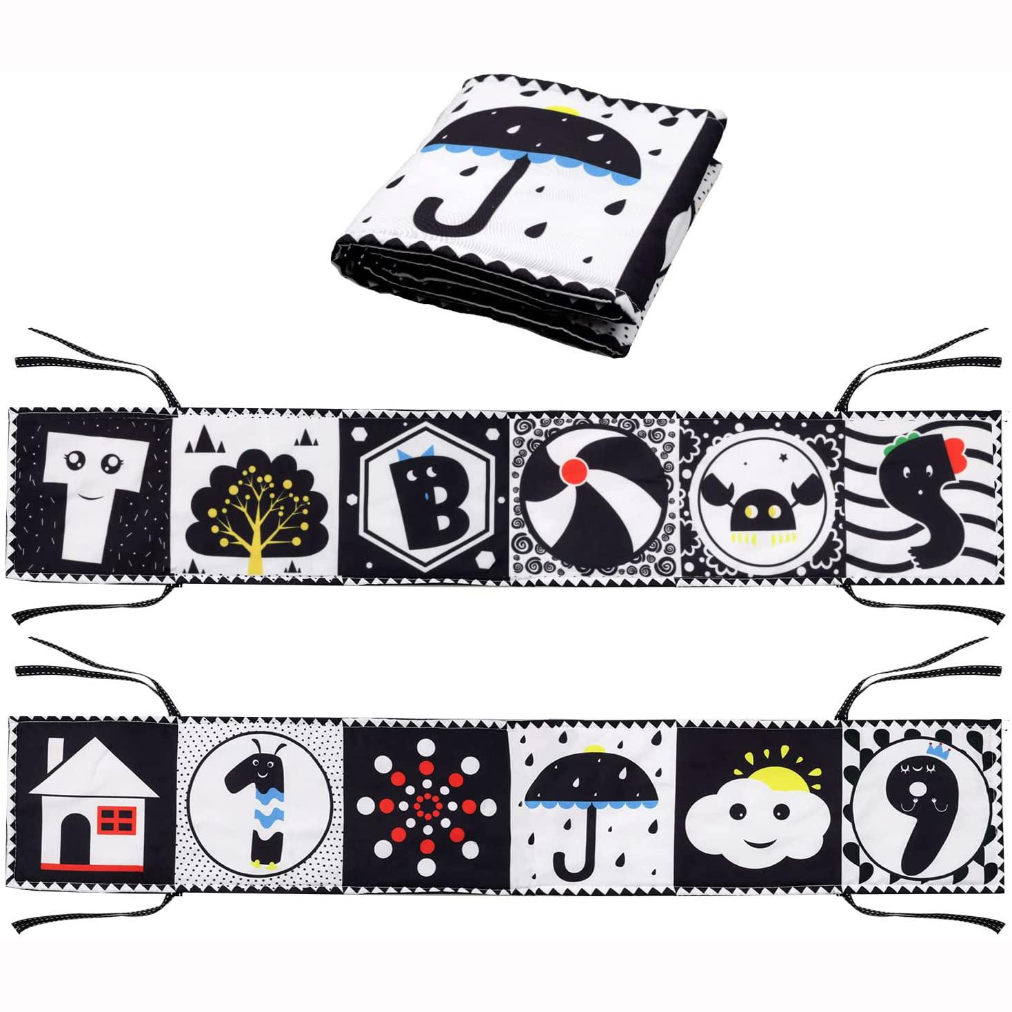 

Игрушки для живота, высококонтрастные черно-белые детские мягкие книги для новорожденных, сенсорные игрушки для младенцев, визуальное обучение, раннее образование 80x15cm