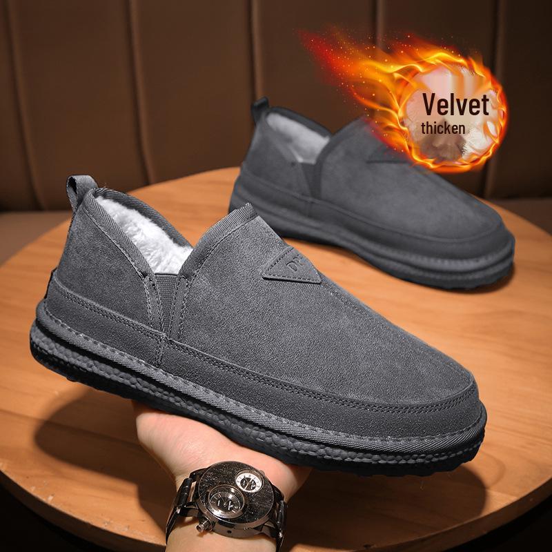 Northeast Men's Winter Snow Boots: Velvet-Lined, Thick, Warm Leather & Fur Slip-On Cotton Shoes