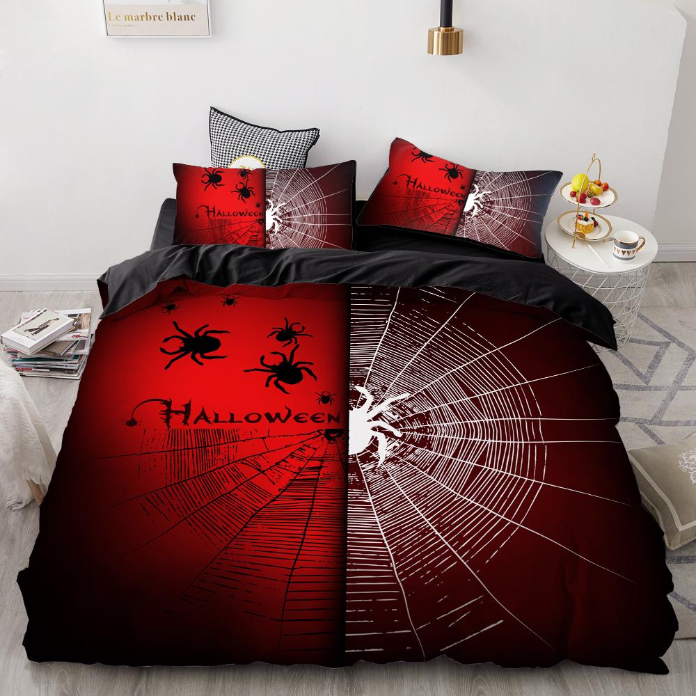 

Комплект пододеяльника с 3D-печатью на заказ/Кинг/Европа/США, Комплект постельного белья Квин/Кинг, Комплект чехла для одеяла/покрывала Хэллоуин Светящиеся глаза улыбка 135x200cm 3pcs