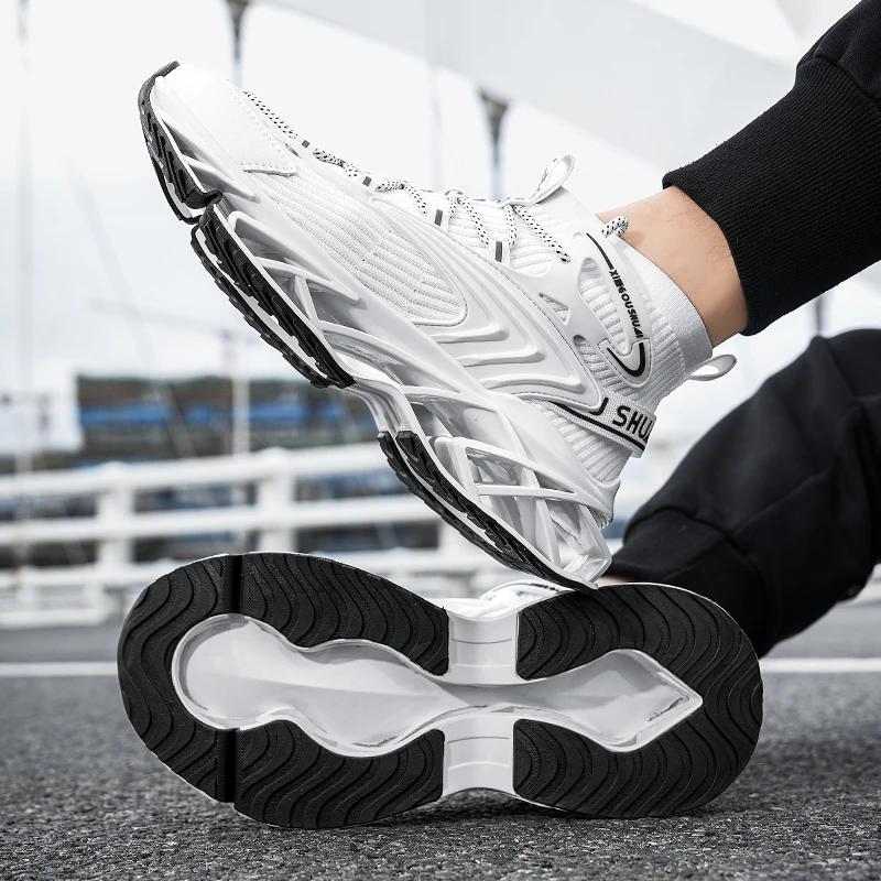 Herrenschuhe Sneaker Mesh Atmungsaktiv Hochelastisch Weichsohlig Trendig Lässig Laufschuhe Stoßdämpfend Blade Sportschuhe Herren