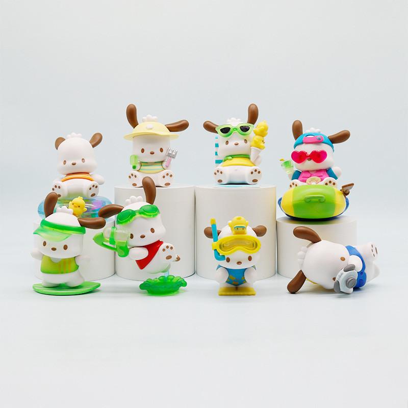Swimming Sunglasses Pochacco Ring Ice Cream Cartoon Model Set Figurine Ornament