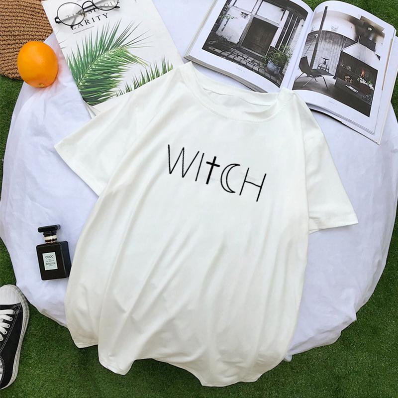 Funny Halloween Witch T-shirt Fashion Women Slogan Tee Cross Moon Graphic Gift Grunge Tops Unisex Casual Tees Camisetas Mujer